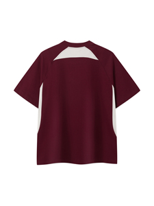 Custom Plain <b>Maroon</b> Red T-Shirt with White Contrast Raglan Sleeves Crew Neck Cotton Streetwear Casual Short Sleeve <b>Top</b> - Product Image 2