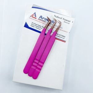 Pinzas de extensión de pestañas profesionales de punta Lisa blanca logotipo personalizado de acero inoxidable sostenible al por mayor Aroosh Corp 11cm - Product Image 1