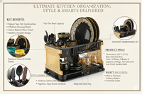 Organisateur d'évier de cuisine moderne à double niveau avec égouttoir, support à vaisselle et porte-couverts pour assiettes et bols, usage domestique