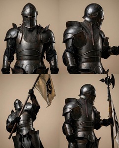 Ensemble complet d'armure de chevalier Dark Barbuta en acier de calibre 18, style antique moderne médiéval, pour cosplay / reconstitution historique - Product Image 4
