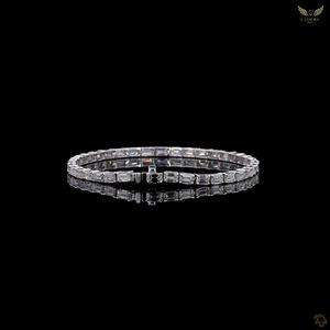 Pulsera de Diamantes Cultivados en Laboratorio de 9k, Corte Esmeralda, Oro Blanco, Eternidad Completa, con Diamantes Baguette para Mujer - Product Image 3