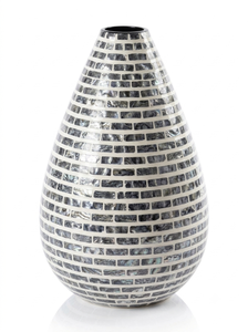 Juego de Jarrones de Mosaico de Madreperla Hechos a Mano, Decoración de Mesa Contemporánea en Blanco y Negro para Sala de Estar - Product Image 3