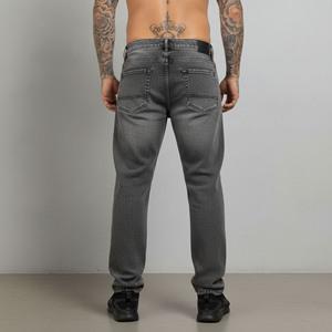 Pantalones de hombre de mezclilla estilo baggy, lavados con piedras, transpirables, con logo impreso DTF personalizado, 100% algodón de alta calidad, estilo hip hop streetwear. - Product Image 5