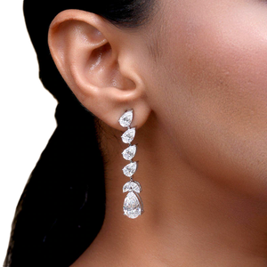 Fabricante de Joyería Fina, Pendientes de Diamantes Creados en Laboratorio, Oro Sólido de 18K, Diamantes en Forma de Pera y Marquesa, Joyería Nupcial para Bodas - Product Image 6