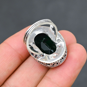 Superbe Bague Tendance et Moderne en Diopside Vert Chromé, en Argent Sterling 925 Massif, Bijoux Faits Main, Vente en Gros - Product Image 3