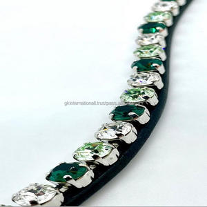 Banda para la frente de cuero con forma de onda, cristales OUND de cristal de diamante mega Bling para brida en full COB a precio al por mayor - Product Image 4