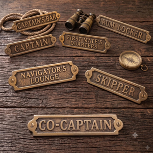 Decorative Vintage Antique Handmade Brass Nameplate Nautical <b>Signs</b> Solid Cast Brass Door <b>Plaques</b> Personalized Maritime Gift - Product Image 1
