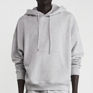 Sudadera con Capucha Gris Claro, Mezcla de Poliéster/Algodón, Tejido Suave, Corte Holgado, Bolsillo Canguro, Capucha con Cordón Ajustable - Product Image 2