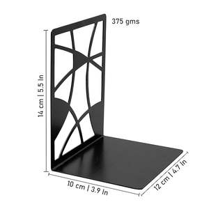OEM Manufacturer Rectangular Iron Black Color Coated Bookends With Non Slip Base For Secure <b>Book</b> Support On Shelves - Product Image 2