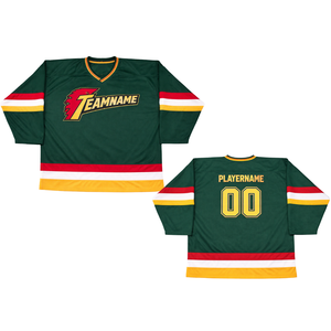 Camiseta de Hockey sobre Hielo Sublimada Verde Personalizada, Uniforme de Hockey Profesional, Transpirable, para Hombre, Ropa Deportiva Lista para el Juego - Product Image 3