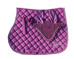 Almohadilla para Silla de Montar de Caballo en Todos los Colores con Gorros a Juego, de Tela de Algodón y Polialgodón, Morada, Multiusos - Product Image 1