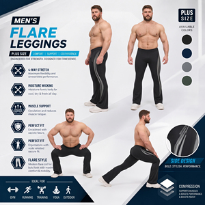 Custom Printed <b>Flare</b> <b>Leggings</b> Men Elastic Waist Gym Fitness Pants Men Yoga Wear Compression Trousers Men Plus Size <b>Flare</b> <b>Legging</b> - Product Image 2