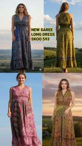 Nuevo Vestido Saree Bohemio Ecológico Antiestático de Satén, Diseño Elegante y Sexy hasta el Suelo, Estilo Veraniego Cómodo - Product Image 5