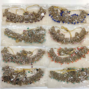 <b>Gold</b> Plated Fine Beaded <b>Necklaces</b> Set with Crystal Stone and <b>Pearls</b> - Product Image 1