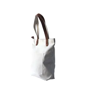 2024 Wholesale Tote Bags Printed Canvas Handbags with Leather Canvas Tote Bag with Leather Handle