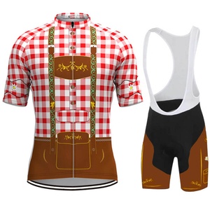 Kit de ciclismo sublimado personalizado, último diseño, Conjunto de camiseta de ciclismo para hombre con pantalones cortos con pechera, camiseta de bicicleta para adultos, camisetas, uniforme - Product Image 1