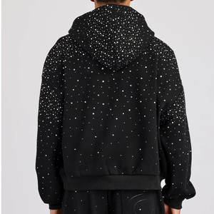 เสื้อฮู้ดดี้สไตล์สตรีทแวร์ลำลองประดับเพชรเทียม ผลิตจากผ้าฝ้ายฟลีซ รับผลิตแบบ OEM สำหรับการสั่งซื้อจำนวนมาก - Product Image 4