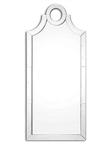 Miroir en verre vénitien élégant avec gravures florales ornementales, bords biseautés et charme vintage sophistiqué - Product Image 1