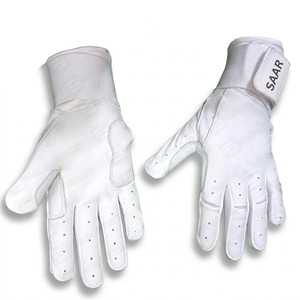 Venta caliente Full White Long Cuff Guantes de béisbol Cuero genuino Modelo más demandado en el mercado para guantes de bateo - Product Image 1