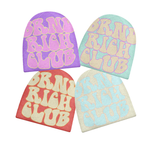 Gorros de punto personalizados con estampado gráfico de ropa urbana, diseño de signo de dólar, sonrisa, estrella y onda, gorros de invierno unisex, venta al por mayor. - Product Image 4