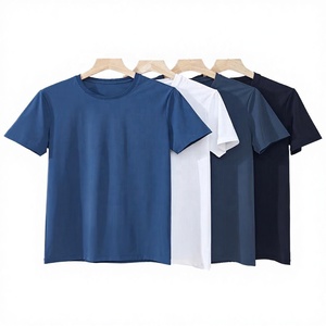 <b>Men's</b> Regular Fit O-Neck Short Sleeve Solid Color Knitted Casual <b>T</b>-<b>Shirt</b> in <b>Blue</b> White <b>Navy</b> Black - Product Image 1