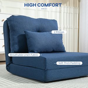 Poltrona Letto Convertibile Blu Scuro con Schienale Regolabile, Divano Pieghevole Imbottito Estensibile - Product Image 6