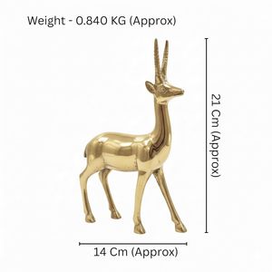 Statue de cerf en laiton, hauteur environ 21 cm, poids environ 840 grammes, idole Vastu pour la mise en place zonale dans la maison et au bureau - Product Image 3