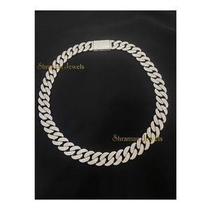 Cadena de eslabones cubanos Miami personalizada de 14 mm y 22 pulgadas, de plata 925 chapada en rodio con moissanita, estilo hip hop, para compromiso, bodas y fiestas - Product Image 1