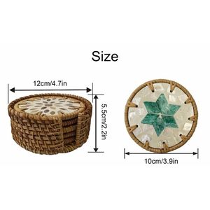 HOT SELLING Sustainable Rattan Mosaic Placemat Coaster Eco Friendly <b>Table</b> <b>Mat</b> Best Selling Drink Cup Pad Premium Home Decor - Product Image 4