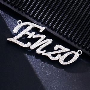 Pendentif en argent plaqué rhodium avec breloque lettre et pavé de cristaux, style classique unisexe, cadeau - Product Image 3
