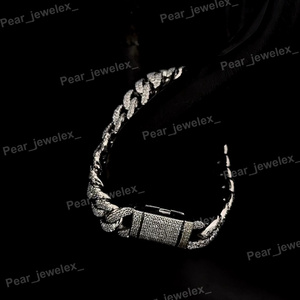925 Silver Men's Iced Out Cuban Link <b>Bracelet</b> Rhodium Plated Moissanite Hip Hop Link <b>Bracelet</b> - Product Image 5