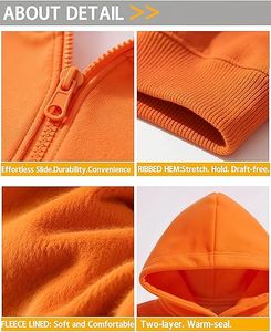 Men's <b>Orange</b> Hooded Tracksuit Full Sleeve Solid Color Casual 100% Cotton Breathable Regular Fit Autumn Wear - Product Image 6