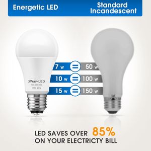 Lampadine LED A19 a 3 Vie, Equivalenti a 50, 100, 150W, Attacco Medio E26, Luce Bianca Diurna, Lampadine LED a 3 Vie - Product Image 1