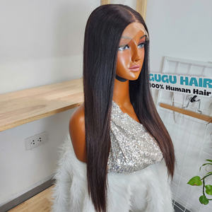 Perruque 100% naturelle de 20 pouces, cheveux humains vietnamiens lisses, ombré brun, ondulations profondes, double épaisseur, longue, transparente, fournisseur direct - Product Image 3