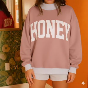 Haut décontracté d'hiver pour femme, confortable, coupe ample, à manches longues, en tricot, col montant, imprimé sur le devant, style moderne streetwear - Product Image 1