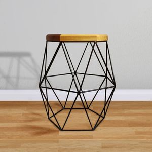 Taburete de madera y hierro ecológico hecho con madera sostenible y hierro reciclable para una vida consciente - Product Image 1