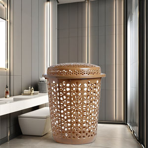 Panier à linge rond Diana en plastique, fabriqué en Inde, avec couvercle, écologique, organiseur de vêtements, rangement de literie, multifonctionnel, léger - Product Image 4