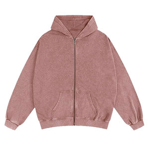 Sudadera con capucha para hombre con cremallera, lavado ácido, forro, estilo vintage, oversize, casual, de otoño, con estampado personalizado, de algodón, con bolsillos, corte relajado, estilo streetwear - Product Image 4
