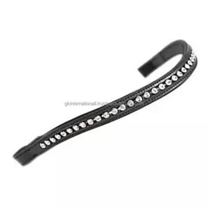 Venta al por mayor, banda de ceja de caballo de cuero cómodo acolchado decorado con cristales transparentes blancos, banda de ceja de cadena Mega Bling - Product Image 4