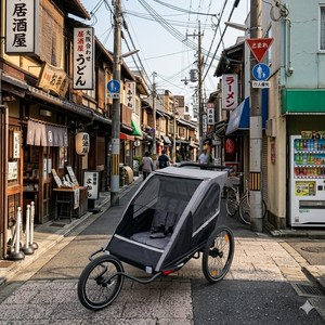 TC-2024T Child Jogger Easy Folding 3 in 1 Lightweight Twin Stroller <b>Trailer</b> with Aluminum Frame & Canopy - Product Image 1