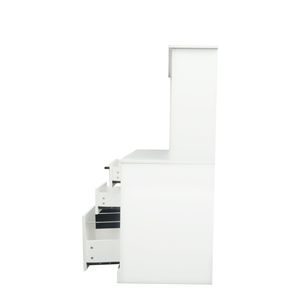 Antiqued White Home Office Computer <b>Desk</b> with Hutch - Product Image 3