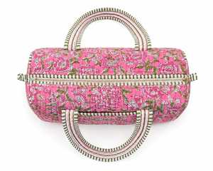 Sac de voyage matelassé en coton à motif floral, sac de week-end vintage décontracté avec fermeture éclair pour les courts séjours - Product Image 4