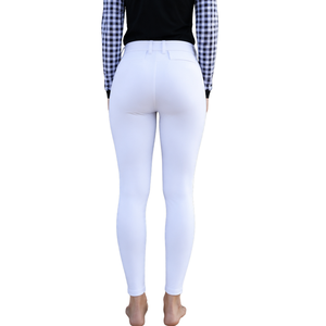 Pantalon d'équitation blanc pour femme, taille haute, extensible, avec grip aux genoux, pour l'entraînement et la compétition - Product Image 2