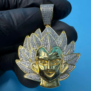 Colgante de Plata 925 Autenticada GRA, Estilo Hip Hop, Tono Oro Amarillo, con Diamantes Moissanite, Joyería para Hombre y Mujer - Product Image 1