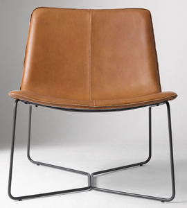 Silla Moderna de Cuero para Sala de Estar, Estructura Metálica, Respaldo Sólido, Diseño Ergonómico, Estilo Minimalista, Muebles para el Hogar - Product Image 1