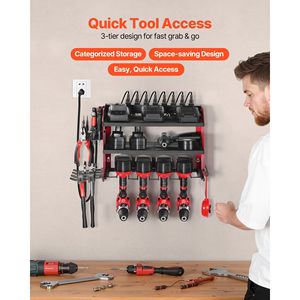 Organizzatore per Utensili Elettrici con Porta Trapani a 3 Livelli, 4 Supporti per Trapani, Stazione di Ricarica a Parete per Garage - Nuovo Modello - Product Image 2