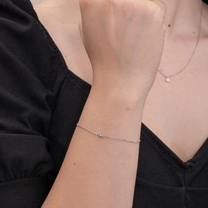 Bracelet Diamond by the Yard en or massif 14K 18K avec diamant véritable rond de 0,01 ct serti clos, bracelet station pour femme - Product Image 3