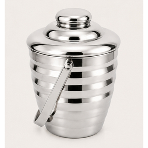 Wholesale Double Wall Stainless Steel Ice <b>Bucket</b> with Lid and Handle Insulated Beehive Ribbed <b>Drink</b> Chiller for Bars Hotels - Product Image 1