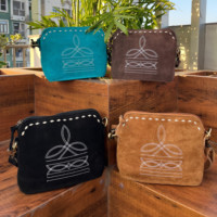 Sac à bandoulière en cuir suédé véritable avec crochet, modèle Arshiya Enterprises, marques de créateurs célèbres, style bottes, vente chaude