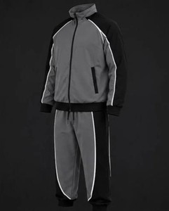 Conjunto Deportivo Unisex Gris y Negro Impermeable con Capucha, Bloques de Color, Manga Larga, Cordón Ajustable, Estilo Deportivo, Ropa de Otoño, Corte Regular - Product Image 2